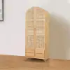 Japandi Woven Rattan Armoire Wardrobe with 2 Doors and 4 Drawers Closet Cabinet