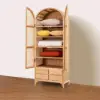 Japandi Woven Rattan Armoire Wardrobe with 2 Doors and 4 Drawers Closet Cabinet