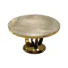 1200mm Modern Round Faux Marble Top Dining Table with Stainless Steel Base in Beige