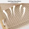 Picture of Japandi Solid Wood Outdoor Patio Lounge Chair Armchair Kraft Paper Rope Woven Seat
