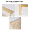 Picture of Japandi Solid Wood Outdoor Patio Lounge Chair Armchair Kraft Paper Rope Woven Seat