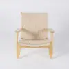 Picture of Japandi Solid Wood Outdoor Patio Lounge Chair Armchair Kraft Paper Rope Woven Seat