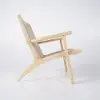 Picture of Japandi Solid Wood Outdoor Patio Lounge Chair Armchair Kraft Paper Rope Woven Seat