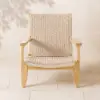 Picture of Japandi Solid Wood Outdoor Patio Lounge Chair Armchair Kraft Paper Rope Woven Seat