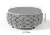 Modern Faux Marble Top Round Outdoor Coffee Table with Textilene Rope Woven Base in Grey