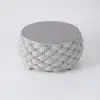 Modern Faux Marble Top Round Outdoor Coffee Table with Textilene Rope Woven Base in Grey