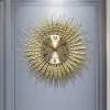 Large 3D Sunburst Metal Oversized Wall Clock Wheat Home Decor
