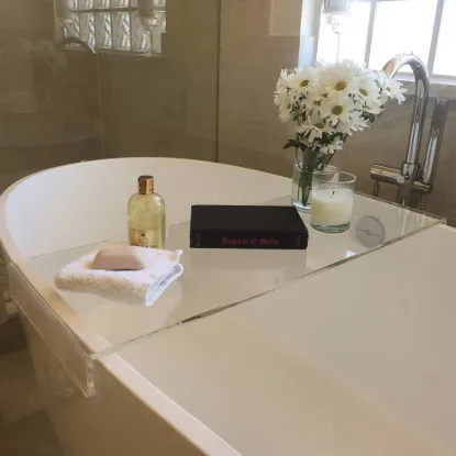 Acrylic Bath Tray Clear Bathroom Caddy Shelf