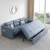 188 cm Full 2-Seater Faux Leather Pull-out Sleeper Sofa with Storage and Side Pockets