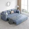 188 cm Full 2-Seater Faux Leather Pull-out Sleeper Sofa with Storage and Side Pockets
