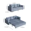 188 cm Full 2-Seater Faux Leather Pull-out Sleeper Sofa with Storage and Side Pockets