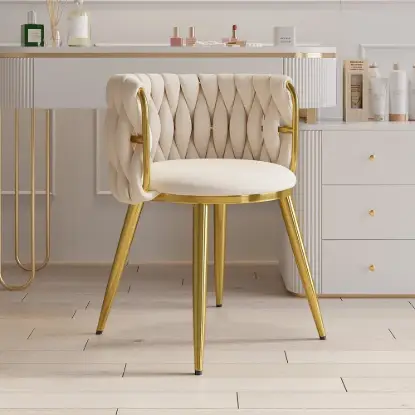 Picture of Sweave Off-White Velvet Dining Chair with Upholstered, 1 Piece