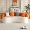 Suncurve 210 cm Performance Leather Curved Upholstered Sofa with Pillows – Orangewhite
