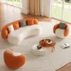 Suncurve 210 cm Performance Leather Curved Upholstered Sofa with Pillows – Orangewhite