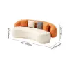 Suncurve 210 cm Performance Leather Curved Upholstered Sofa with Pillows – Orangewhite
