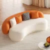 Suncurve 210 cm Performance Leather Curved Upholstered Sofa with Pillows – Orangewhite