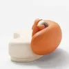 Suncurve 210 cm Performance Leather Curved Upholstered Sofa with Pillows – Orangewhite