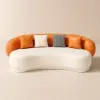 Suncurve 210 cm Performance Leather Curved Upholstered Sofa with Pillows – Orangewhite