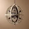 Retro Rustic Weathered Wooden Globe Metal Orb Crystal 5-Light Chandelier Medium