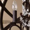 Retro Rustic Weathered Wooden Globe Metal Orb Crystal 5-Light Chandelier Medium