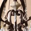 Retro Rustic Weathered Wooden Globe Metal Orb Crystal 5-Light Chandelier Medium
