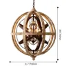 Retro Rustic Weathered Wooden Globe Metal Orb Crystal 5-Light Chandelier Medium