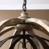 Retro Rustic Weathered Wooden Globe Metal Orb Crystal 5-Light Chandelier Medium