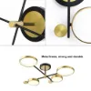 Nordic Style Semi Flush Mount Lighting Gold/Black Ceiling Light Fixture LED Ring