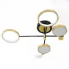 Nordic Style Semi Flush Mount Lighting Gold/Black Ceiling Light Fixture LED Ring