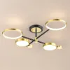 Nordic Style Semi Flush Mount Lighting Gold/Black Ceiling Light Fixture LED Ring