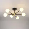 Modern White Glass 6-Light Semi-Flush Mount Chandelier