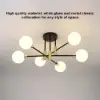 Modern White Glass 6-Light Semi-Flush Mount Chandelier