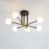 Modern White Glass 6-Light Semi-Flush Mount Chandelier