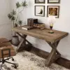 Farmhouse 1500 mm Rectangular Light Walnut Solid Wood Desk