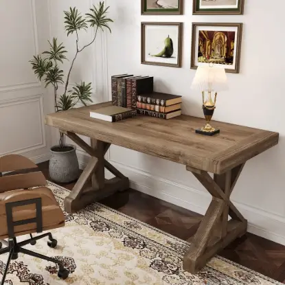 Farmhouse 1500 mm Rectangular Light Walnut Solid Wood Desk
