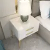 Modern Glossy White Bedside Table with 2 Storage Drawers & Sturdy Tall Elevated Legs