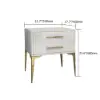 Modern Glossy White Bedside Table with 2 Storage Drawers & Sturdy Tall Elevated Legs