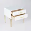 Modern Glossy White Bedside Table with 2 Storage Drawers & Sturdy Tall Elevated Legs