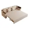 2108 cm 3-Seater Cotton & Linen Pull-out Sofa Bed with Storage – Beige Full Sleeper