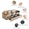 2108 cm 3-Seater Cotton & Linen Pull-out Sofa Bed with Storage – Beige Full Sleeper