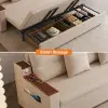 2108 cm 3-Seater Cotton & Linen Pull-out Sofa Bed with Storage – Beige Full Sleeper