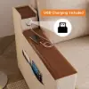 2108 cm 3-Seater Cotton & Linen Pull-out Sofa Bed with Storage – Beige Full Sleeper