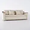 2108 cm 3-Seater Cotton & Linen Pull-out Sofa Bed with Storage – Beige Full Sleeper