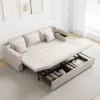 2100 mm Convertible Bed Full Sleeper Sofa Leath-aire Upholstered Storage with Speaker