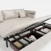 2100 mm Convertible Bed Full Sleeper Sofa Leath-aire Upholstered Storage with Speaker