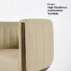 Velvet Upholstered Channel Tufted Barrel Accent Chair with Wooden Legs – Sand