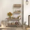 Natural Solid Wood Garden Cart Display Plant Stand Potting Bench