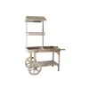 Natural Solid Wood Garden Cart Display Plant Stand Potting Bench