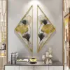 900mmH 2 Pieces Metal Triangular Wall Decor Hollow-out Ginkgo Leaves Floral Art