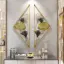 900mmH 2 Pieces Metal Triangular Wall Decor Hollow-out Ginkgo Leaves Floral Art